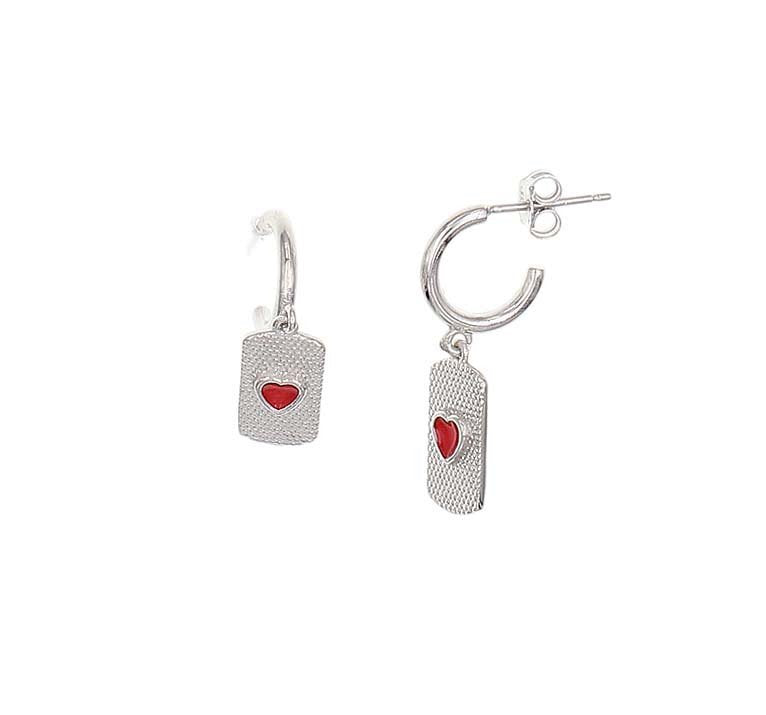 Silver Dog Tag Hollow Tube Drop Earrings - Fine Ring - Certified Authentic - Swiss Made – Luxury Jewellery by Imperial